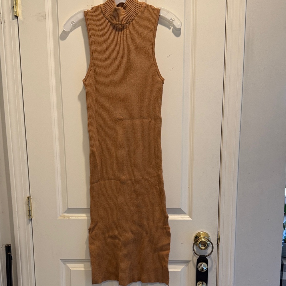 Sleeveless Tan Knit Dress